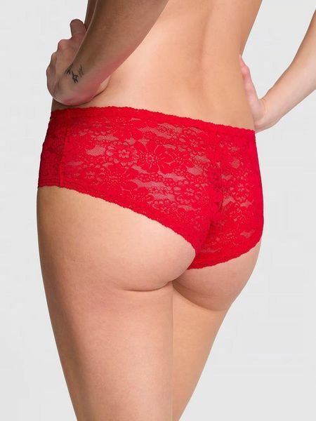 Трусики-чики женские кружевные PINK Victoria's Secret Wink Strappy Cheeky Panty красные ok9-75c-ag1 фото
