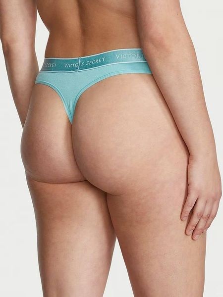 Трусики-стринги женские хлопковые Victoria's Secret Logo Cotton Thong Panty голубые pla-440-gwo фото