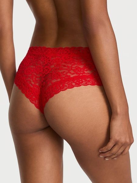 Трусики-чики женские кружевные Victoria's Secret Lace- Cheeky Panty красные 0vm-u9t-yto фото