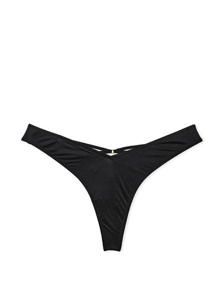 Трусики-стринги женские люксовые Victoria's Secret Strappy Back High-Leg Thong Panty черные vkm-04a-jns фото