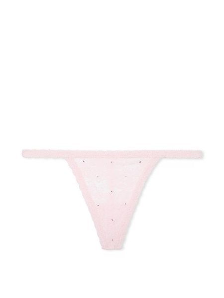 Трусики-стрінги жіночі мереживні PINK Victoria's Secret Wink V-String Panty пудрові 07o-jqf-zhs фото