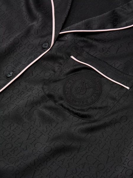 Пижама сатиновая черная (штаны+рубашка) Victoria's Secret Satin Long Pajama Set REGULAR nkp-rte-ba7 фото