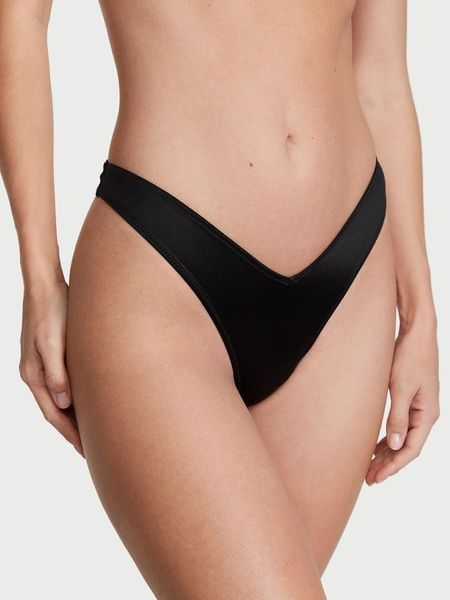 Трусики-стринги женские люксовые Victoria's Secret Strappy Back High-Leg Thong Panty черные vkm-04a-jns фото