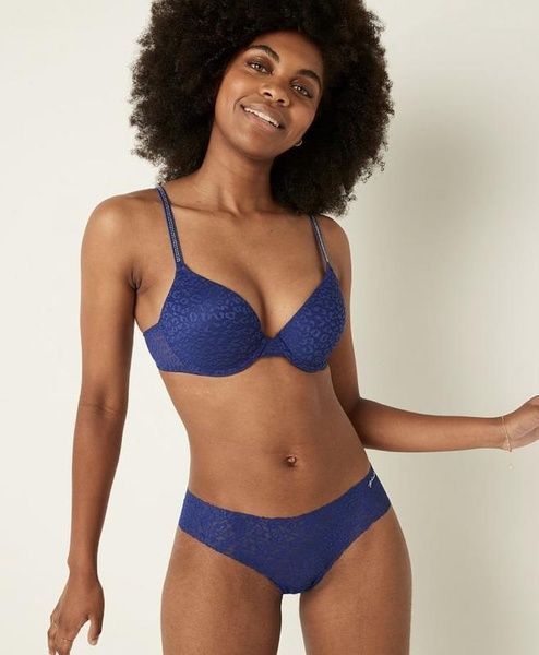 Бюстгальтер с пуш-ап PINK Victoria's Secret Wear Everywhere Push-Up Bra синий nqm-30h-e2l фото