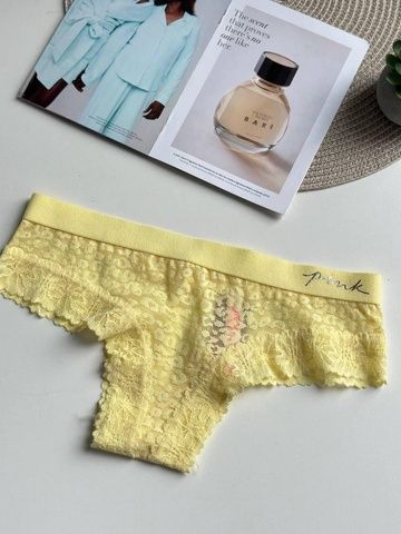 Трусики-чики женские кружевные PINK Victoria's Secret желтые 26r-du0-0yx фото