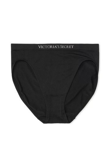 Трусики-бикини женские из микрофибры высокие Victoria's Secret Seamless High-Leg Brief Panty черные  v8p-o54-9zy фото
