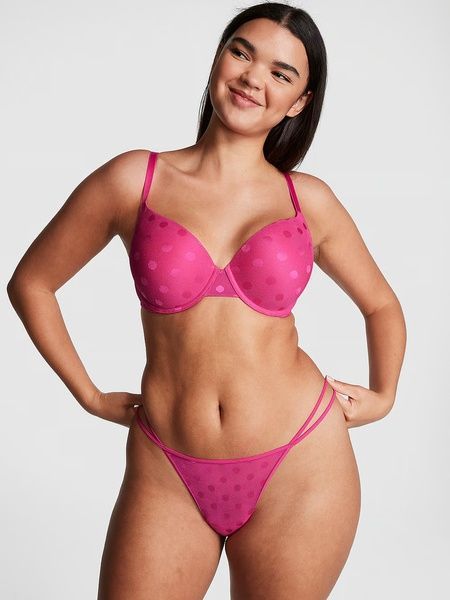 Бюстгальтер c пуш-ап в горошек розовый PINK Victoria's Secret Wear Everywhere Push-Up Bra 34C(75C) 7er-1yb-129 фото