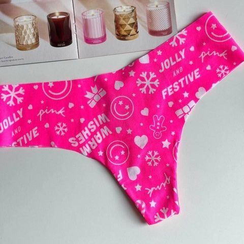 Трусики-стринги женские бесшовные PINK Victoria's Secret No-Show Thong Panty розовый неон mgh-fc9-wzb фото