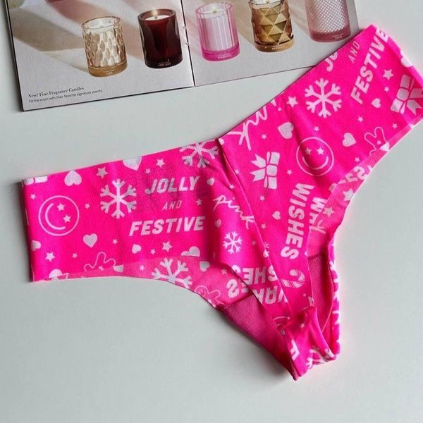 Трусики-стринги женские бесшовные PINK Victoria's Secret No-Show Thong Panty розовый неон mgh-fc9-wzb фото