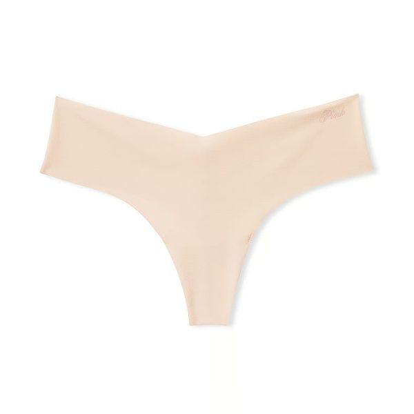 Трусики-стринги женские бесшовные Victoria's Secret No-Show Thong Panty светло-бежевые v1e-g5k-t3q фото