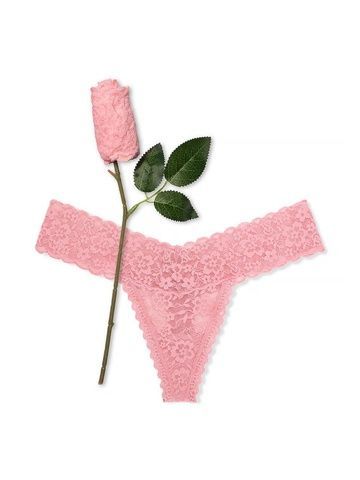 Трусики-стринги женские кружевные Victoria's Secret Lacie Rose Valentine Thong Panty пудровые skh-99o-o5t фото