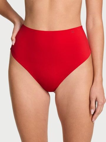Трусики-стринги женские бесшовные с высокой посадкой Victoria's Secret No-Show Thong Panty красные qvh-qq1-8v8 фото