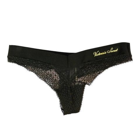 Трусики-стринги женские Victoria's Secret черные 830-700 фото