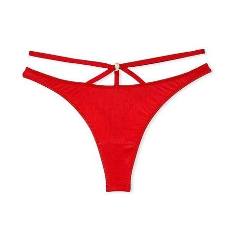 Трусики-стринги женские люксовые Victoria's Secret So Obsessed Strappy Thong Panty красные lzo-k25-hf5 фото