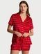 Пижама сатиновая красная (шорты+сорочка) Victoria's Secret Signature Satin Short Pajama Set 69e-a6w-fp3 фото 1