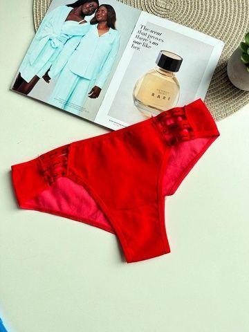 Трусики-чики женкие хлопковые PINK Victoria's Secret красные d1y-ayz-zux фото