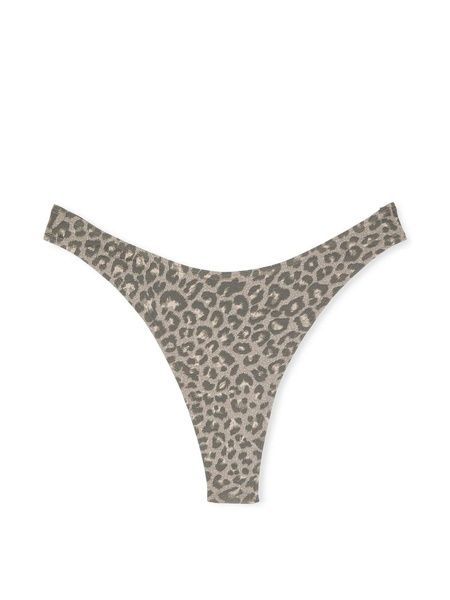 Трусики-стрінги жіночі бавовняні Victoria's Secret Stretch Cotton High-Leg Scoop Thong Panty коричневі o5c-hia-fus фото