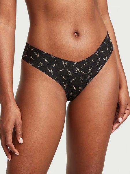Трусики-стрінги жіночі безшовні Victoria's Secret No-Show Thong Panty чорні naw-86i-qb6 фото