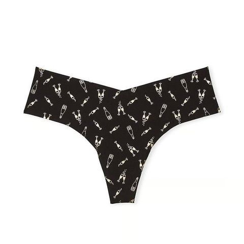 Трусики-стринги женские бесшовные Victoria's Secret No-Show Thong Panty черные naw-86i-qb6 фото