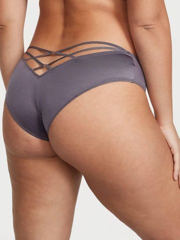Трусики-чики женские люксовые Victoria's Secret Strappy Back Cheeky Panty серые 797-207 фото
