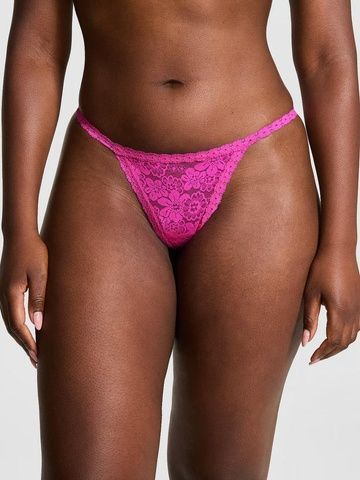 Трусики-стринги женские кружевные PINK Victoria's Secret Wink V-String Panty розовые xen-swu-zjs фото