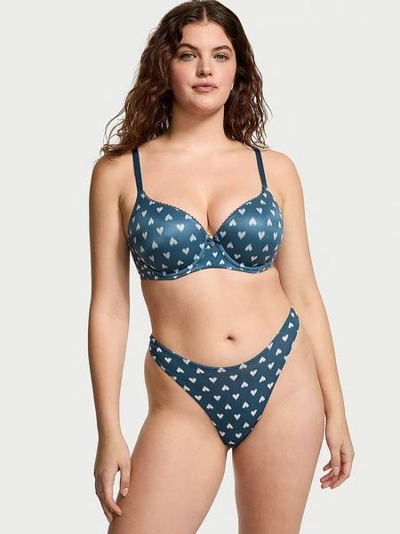 Трусики-стринги женские хлопковые Victoria's Secret Stretch Cotton High-Leg Scoop Thong Panty морская волна b85-e16-nkb фото