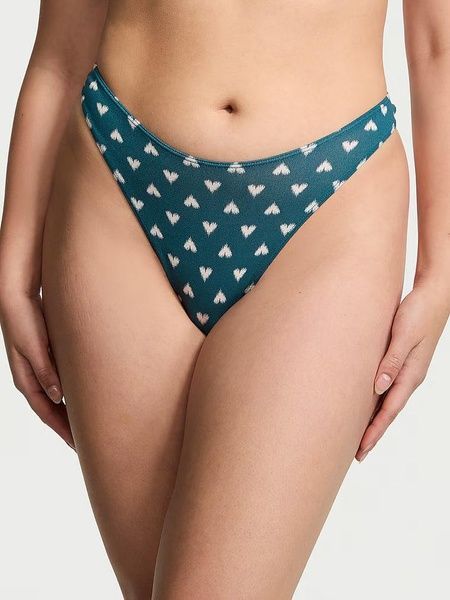 Трусики-стринги женские хлопковые Victoria's Secret Stretch Cotton High-Leg Scoop Thong Panty морская волна b85-e16-nkb фото
