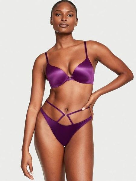 Трусики-стринги женские люксовые Victoria's Secret So Obsessed Strappy Thong Panty фиолетовые jck-095-gur фото