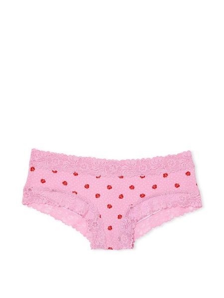 Трусики-чіки жіночі бавовняні з мереживом PINK Victoria's Secret Wink Lace-Trim Cheeky Panty рожеві 6fx-nta-g9e фото