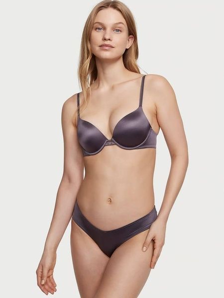 Трусики-чики женские люксовые Victoria's Secret Strappy Back Cheeky Panty серые 797-207 фото