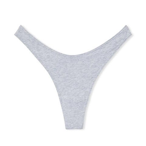 Трусики-стринги женские хлопковые Victoria's Secret Stretch Cotton High-Leg Scoop Thong Panty серые rw6-xdj-klx фото