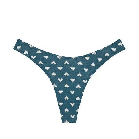 Трусики-стринги женские хлопковые Victoria's Secret Stretch Cotton High-Leg Scoop Thong Panty морская волна b85-e16-nkb фото