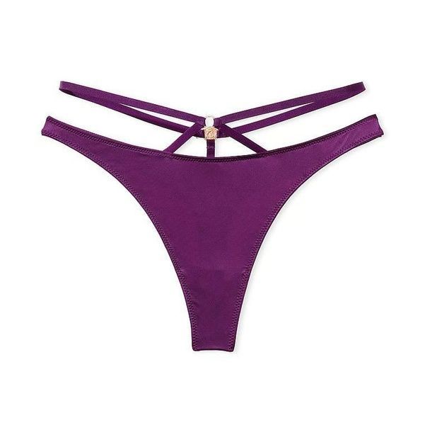 Трусики-стринги женские люксовые Victoria's Secret So Obsessed Strappy Thong Panty фиолетовые jck-095-gur фото