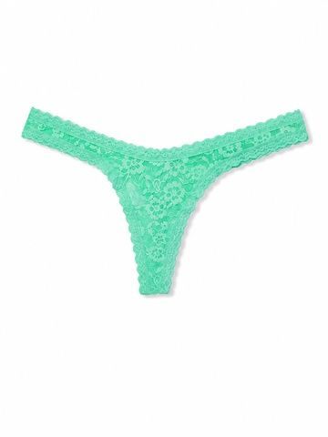 Трусики-стринги женские кружевные Victoria's Secret Lace Ultra-Mini Scoop Thong Panty зеленые  ch9-tkj-wi9 фото