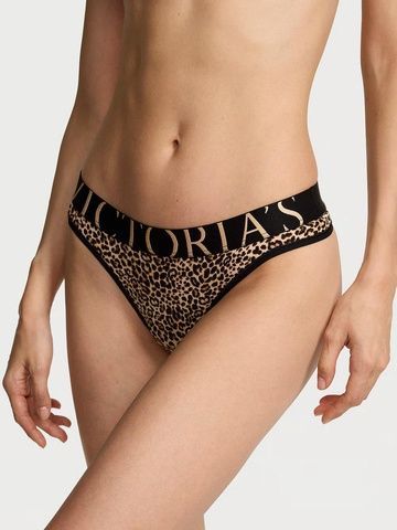 Трусики-стринги женские хлопковые с&nbsp;логотипом Victoria's Secret Exploded Logo Cotton Thong леопардовые  a20-s2r-r86 фото