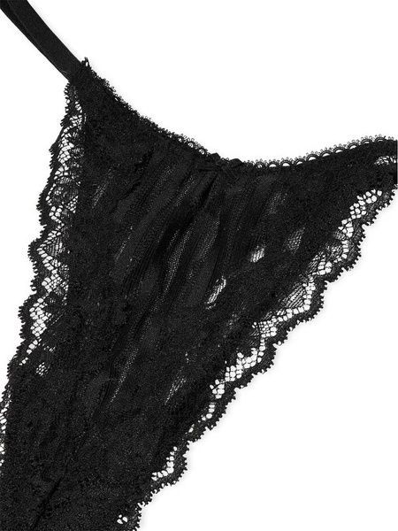 Трусики-стринги жіночі мереживні Victoria's Secret Lacie Sheer Heritage String Thong Panty&nbsp;чорні ubj-wm1-mp7 фото