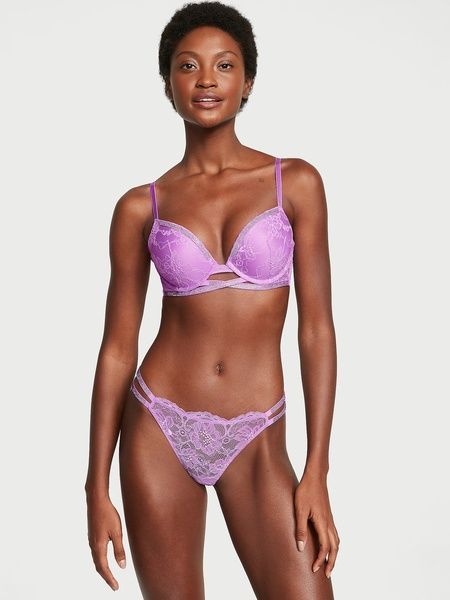 Трусики-стринги женские люксовые Victoria's Secret Doube Shine Strap ace Thong Panty сиреневые d0n-87o-56c фото
