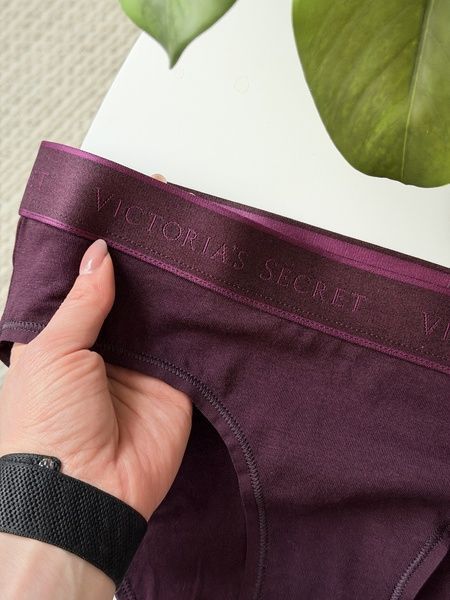 Трусики-хипстер женские Victoria's Secret Logo Cotton Hiphugger Panty бордовые t2c-i2b-5k4 фото