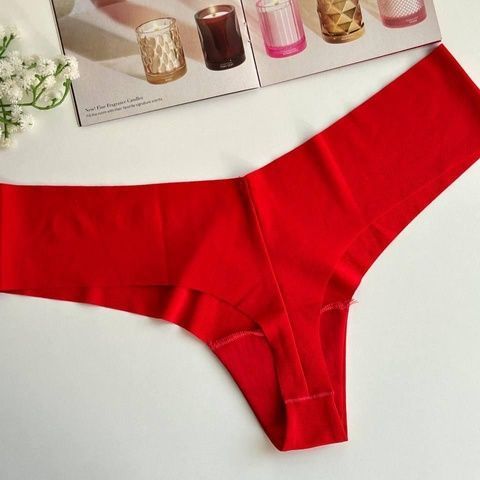 Трусики-стринги женские бесшовные PINK Victoria's Secret No-Show Thong Panty красные gyh-oyq-fpw фото