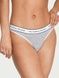 Трусики-стринги женские хлопковые Victoria's Secret Logo Cotton Thong Panty серые  sta-361-7jt фото 1