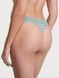 Трусики-стрінги жіночі бавовняні з логотипом Victoria's Secret Logo Rib Cotton Hardware Thong Panty зелені ec2-wxh-r0q фото 2