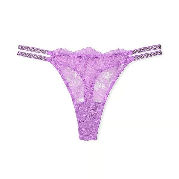 Трусики-стринги женские люксовые Victoria's Secret Doube Shine Strap ace Thong Panty сиреневые d0n-87o-56c фото