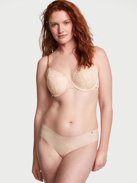 Трусики-стрінги жіночі безшовні Victoria's Secret No-Show Thong Panty бежеві 4js-zo8-sut фото