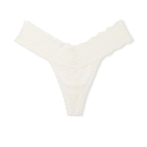 Трусики-стринги женские кружевные Victoria's Secret Lace Thong Panty белые xyu-ok3-57j фото