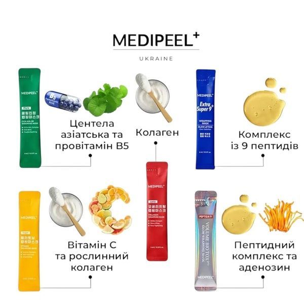 Набор миниатюр масок-пленок для лица Medi-Peel In My Pocket Wrapping Mask 4 мл x 10 шт 367-i20 фото