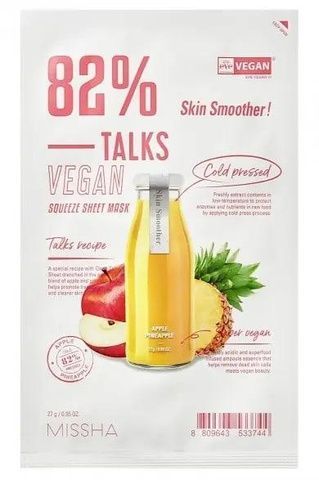 Тканевая маска для лица Missha Talks Vegan Squeeze Skin Smoother, 27 г 860-a7c фото