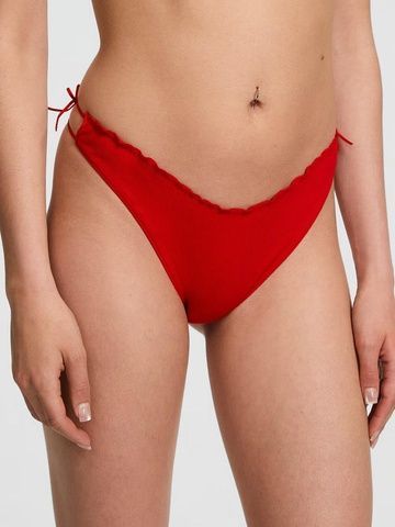 Трусики-стринги женские хлопковые PINK Victorias Secret Cotton Side-Tie Panty красные  dve-3vy-hn0 фото