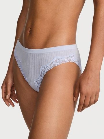 Трусики-бикини женские из микрофибры Victoria's Secret Seamless Rib Lace-Trim Bikini Panty голубые XL 9b4-jvs-woh фото