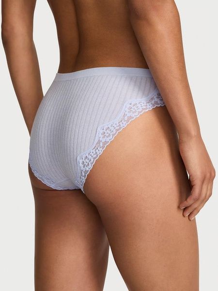Трусики-бікіні жіночі з мікрофібри Victoria's Secret Seamless Rib Lace-Trim Bikini Panty блакитні XL 9b4-jvs-woh фото