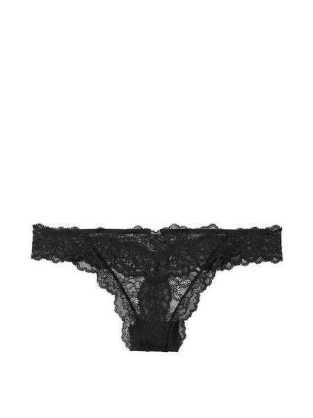 Трусики-стринги женские люксовые кружевные Victoria's Secret черные i5z-19i-v1p фото